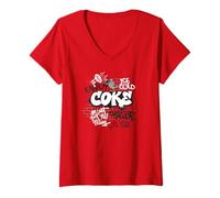 Femme Coca-Cola Enjoy Ice Cold Coke Retro Graffiti Mural T-Shirt avec Col en V