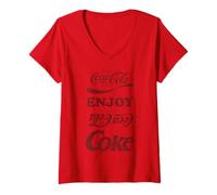 Femme Coca-Cola Enjoy Upside Down Text Stack T-Shirt avec Col en V