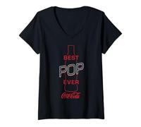 Femme Coca-Cola Father's Day Best Pop Ever Bottle Silhouette T-Shirt avec Col en V
