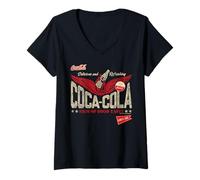 Femme Coca-Cola Sign of Good Taste Wings Vintage Logo T-Shirt avec Col en V