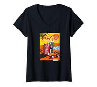 Femme Coca-Cola The Cold Crisp Taste Enjoy by The Pool Art Poster T-Shirt avec Col en V