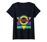 Femme Coca-Cola The Official Soft Drink of Summer Retro Logo T-Shirt avec Col en V