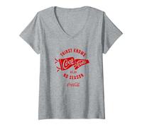 Femme Coca-Cola Thirst Knows Flag ATL. GA No Season Classic Logo T-Shirt avec Col en V