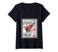 Femme Coca-Cola You Can't Beat The Feeling World Tour Retro Poster T-Shirt avec Col en V