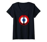 Femme Cocarde de l'aviation navale française T-Shirt avec Col en V