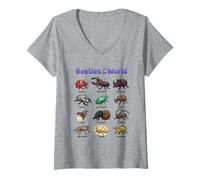 Femme Coccinelles du Monde Insectes Mignons Kawaii T-Shirt avec Col en V