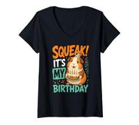 Femme Cochon d'Inde d'anniversaire Squeak C'est Mon Anniversaire, T-Shirt avec Col en V