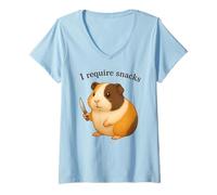 Femme Cochon d'Inde drôle, J'Ai Besoin de Snacks, Animal, Maman, Papa T-Shirt avec Col en V