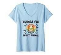Femme Cochon d'Inde est Mon Esprit Animal Kawaii Dessin animé Cochon d'Inde T-Shirt avec Col en V