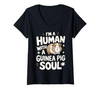 Femme Cochon d'Inde I'm A Human with A Guinea Pig Animals Pet T-Shirt avec Col en V