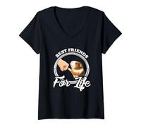Femme Cochon d'Inde Lovers Design Best Friends Cochon d'Inde T-Shirt avec Col en V