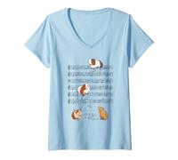 Femme Cochon d'Inde Mignon Jouant Une Note de Musique e Musique Art Musicien T-Shirt avec Col en V