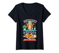 Femme Cocker Spaniel Faisant du Yoga Inhale - Exale DIGOR T-Shirt avec Col en V