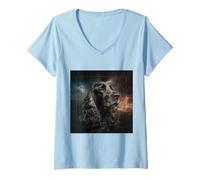 Femme Cocker Spaniel Space T-Shirt avec Col en V