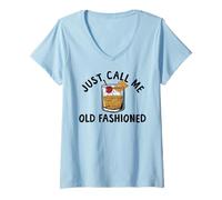 Femme Cocktail Amusant Just Call Me Old Fashioned T-Shirt avec Col en V