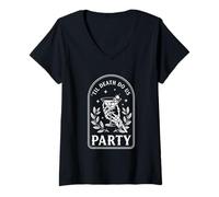 Femme Cocktail Squelette Effrayant jusqu'à la Mort Do Us Party Halloween T-Shirt avec Col en V
