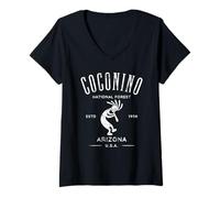 Femme Coconino National Forest Arizona Kokopelli Design Vieilli T-Shirt avec Col en V