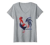 Femme Cocorico Coq Symbole Français Patriote Fierté France T-Shirt avec Col en V