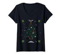Femme Code Binaire Programmateur d'arbre de Noël Coder Tech Holiday T-Shirt avec Col en V