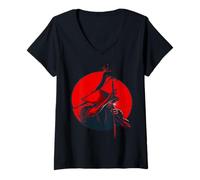 Femme Code du Bushido du Guerrier Japonais Katana Ronin T-Shirt avec Col en V
