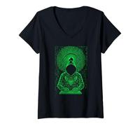 Femme Codeur informatique cyber éthique de cybersécurité Hacker T-Shirt avec Col en V