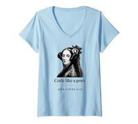 Femme Codez comme Un poète Ada Lovelace T-Shirt avec Col en V