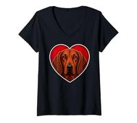 Femme Coeur Redbone Coonhound T-Shirt avec Col en V