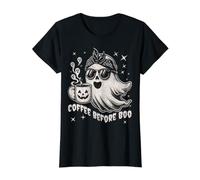 Femme Coffee Before Boo - Retro Ghost Halloween Coffee Lover T-Shirt Graphique avec Valeur
