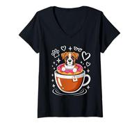 Femme Coffee Boxer Dog Donut Boxers T-Shirt avec Col en V