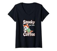 Femme Coffee Fox, C'est la première Fois qu'elle est effrayante T-Shirt avec Col en V