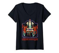 Femme Coffee Gives Me Life Occult Retro Vintage Funny Adult Humor T-Shirt avec Col en V