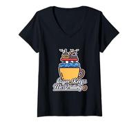 Femme Coffee Keeps Me Drill Oilfield Oil Field Rig Raffinery Worker T-Shirt avec Col en V
