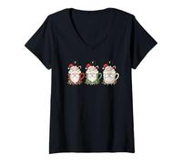 Femme Coffee Latte Coffee Christmas GNOME Lights Lazy Last Minute T-Shirt avec Col en V