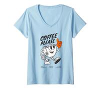 Femme Coffee Please - Deadline Rescue T-Shirt avec Col en V