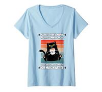 Femme Coffee Redet Nicht Spruch Job Beruf Katze Sarkasm T-Shirt avec Col en V
