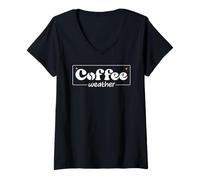 Femme Coffee Weather Fall Coffee Books Tis The Season Coffee Lover T-Shirt avec Col en V