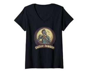 Femme Coffee Zombie - Café Monstre - Bonjour T-Shirt avec Col en V