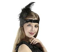 Femme Coiffure Vintage Bandeau Plume de Paon avec Plume Strass Décoration de Cheveux Déguisement de fête Bandeau de Danseuse de Charleston