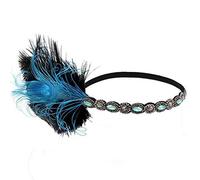 Femme Coiffure Vintage Bandeau Plume de Paon avec Plume Strass Décoration de Cheveux Déguisement de fête Bandeau de Danseuse de Charleston