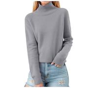 Femme Col Roulé Sweat Femme, Couleur Unie Chic Elegant Coupe Classique Elégant Doux Décontracté Mode Épaisse Confortable Manches Longues en Tricot Léger Grande Taille Hiver Pullover De Sport Travail