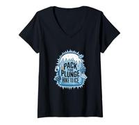 Femme Cold Plunge Arctic Adventure Ice Challenge Voyage Eau T-Shirt avec Col en V