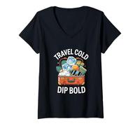 Femme Cold Plunge Arctic Adventure Ice Water Challenge Travel T-Shirt avec Col en V