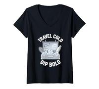 Femme Cold Plunge Arctic Adventure Ice Water Challenge Travel T-Shirt avec Col en V