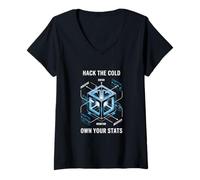 Femme Cold Plunge Biohacker Wellness Thérapie par le froid Bain de glace Santé T-Shirt avec Col en V