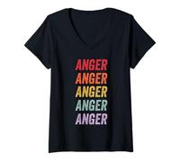 Femme Colère T-Shirt avec Col en V