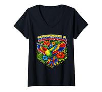 Femme Colibri aux Couleurs du Drapeau du Venezuela T-Shirt avec Col en V