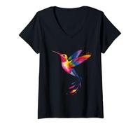 Femme Colibri coloré Art Tie-Dye Oiseaux pour Hommes, Femmes, Enfants T-Shirt avec Col en V