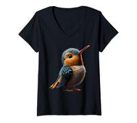 Femme Colibri Hummingbird Oiseau Doux Colibris T-Shirt avec Col en V