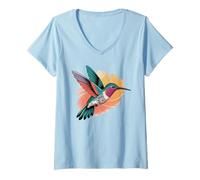 Femme Colibri Mandala Amoureux des Oiseaux indigènes First American Tribal T-Shirt avec Col en V