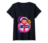 Femme Colima Mexico Muñeca Lelé, Handmade Mexicans Rag Doll T-Shirt avec Col en V